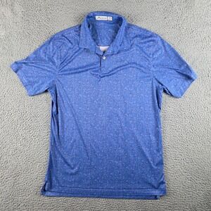 Peter Millar Polo Shirt Mens Medium Blue Featherweight UPF 50+ Citrus Print Golf